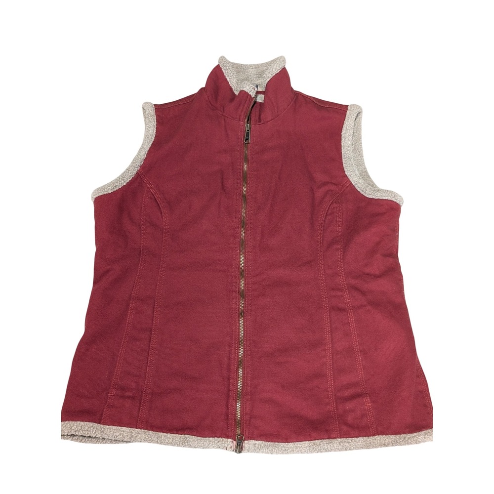 Duluth Trading‎ Co Vest Mens M Red Canvas Sherpa Lined Full Zip Workwear Outdoor